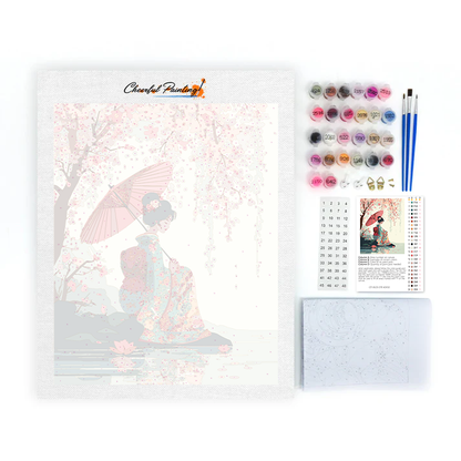 Parapluie Sakura - Peinture par numéros