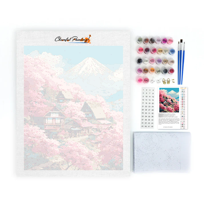 Villa Sakura au Mont Fuji - Peinture par numéros