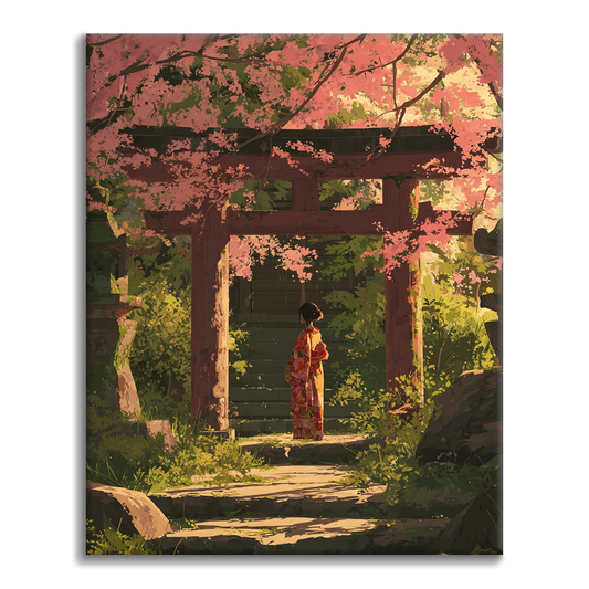 Silhouette de Sakura - Peinture par numéros