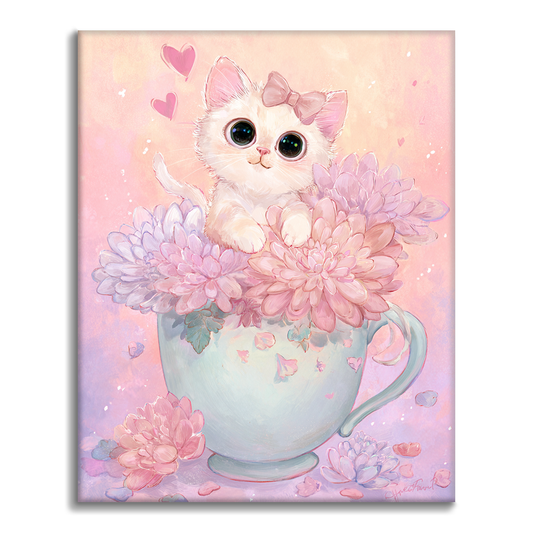 Chaton à l'heure du thé - Peinture par numéros