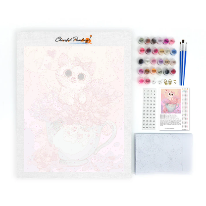 Chaton à l'heure du thé - Peinture par numéros