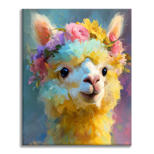 Lama en fleurs - Peinture par numéros