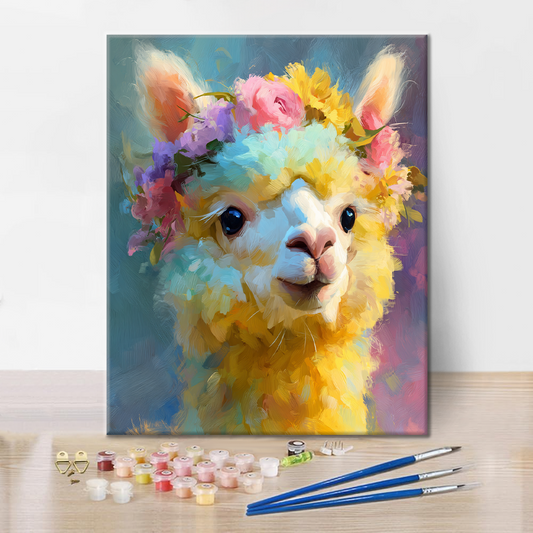 Lama en fleurs - Peinture par numéros