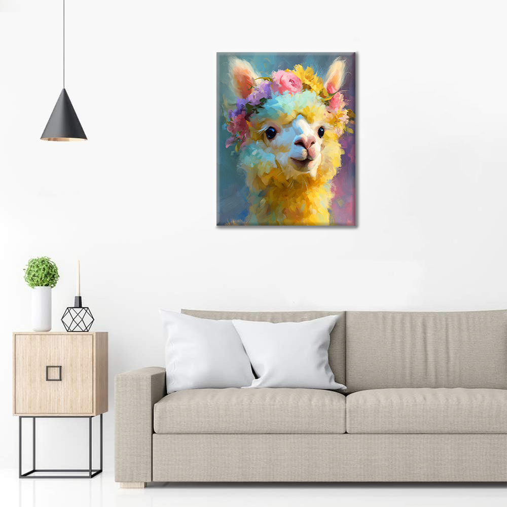 Lama en fleurs - Peinture par numéros
