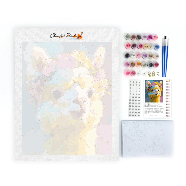 Lama en fleurs - Peinture par numéros