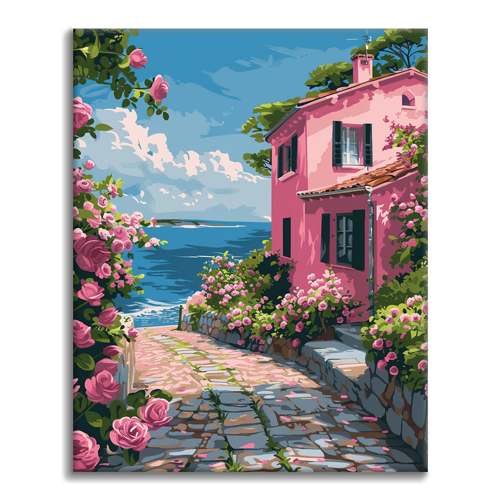 Chemin des roses - Peinture par numéros