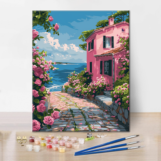 Chemin des roses - Peinture par numéros