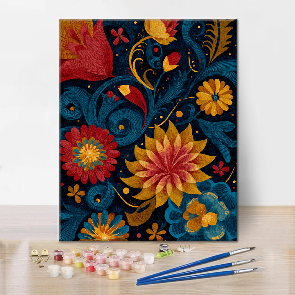 Tourbillons de fleurs vibrants - Peinture par numéros