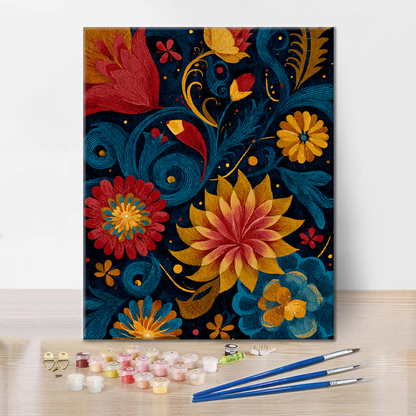 Tourbillons de fleurs vibrants - Peinture par numéros