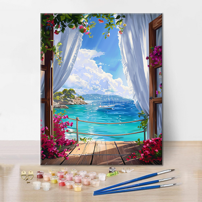 Fenêtre sur la mer - Peinture par numéros
