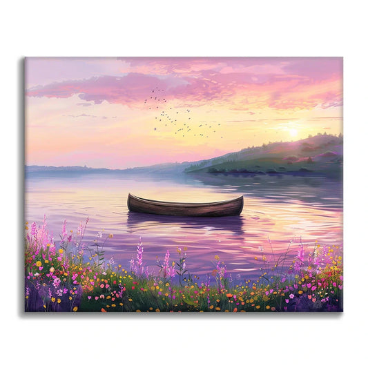 Bateau sur un lac serein - Peinture par numéros