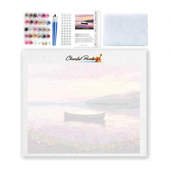 Bateau sur un lac serein - Peinture par numéros