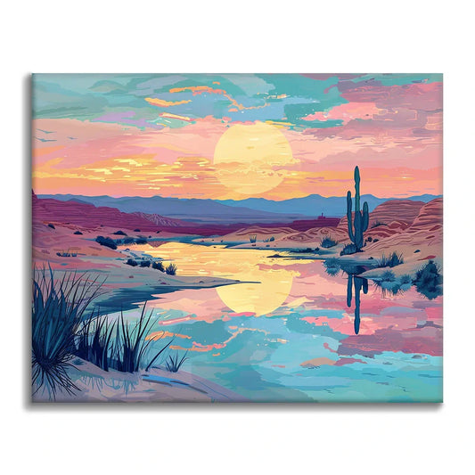 Coucher de soleil dans le désert - Peinture par numéros