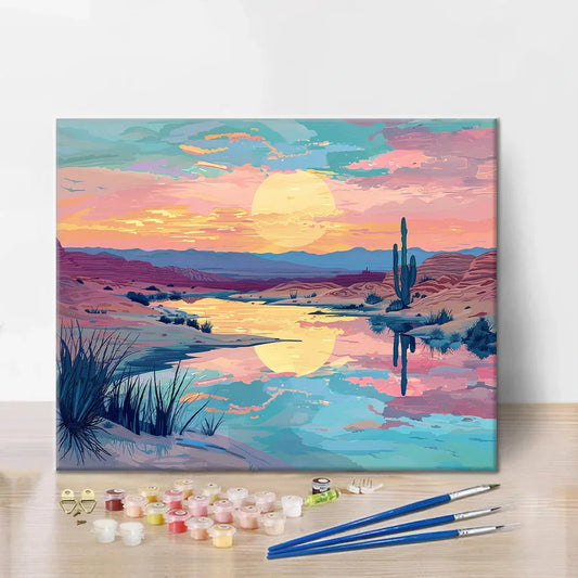 Coucher de soleil dans le désert - Peinture par numéros