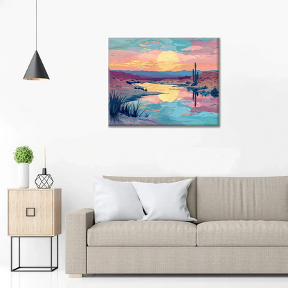 Coucher de soleil dans le désert - Peinture par numéros