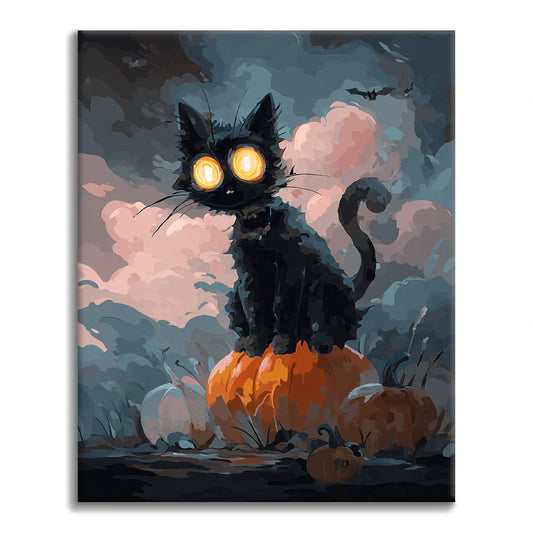 Chat noir d'Halloween - Peinture par numéros