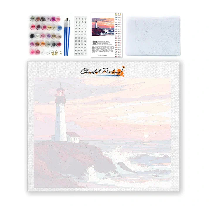 Phare au coucher du soleil - Peinture par numéros