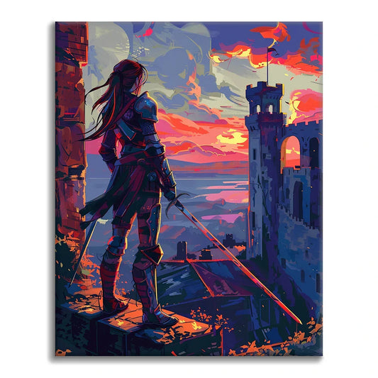 Guerrier au coucher du soleil - Peinture par numéros