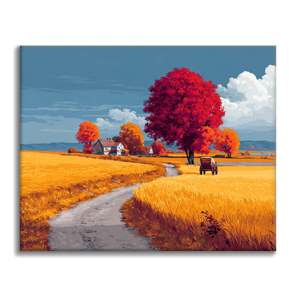 Promenade en campagne en automne - Peinture par numéros