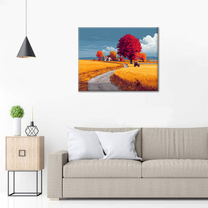 Promenade en campagne en automne - Peinture par numéros