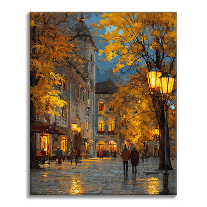 Soirée d'automne dans une petite ville - Peinture par numéros