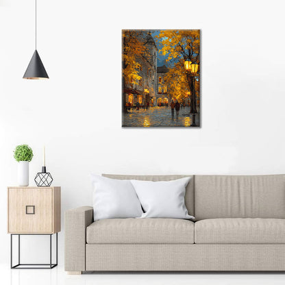 Soirée d'automne dans une petite ville - Peinture par numéros