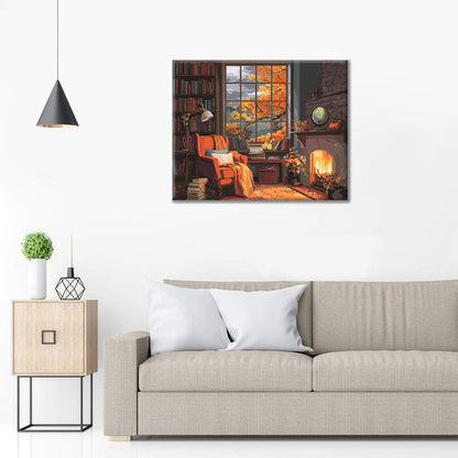 Retraite d'automne au coin du feu - Peinture par numéros