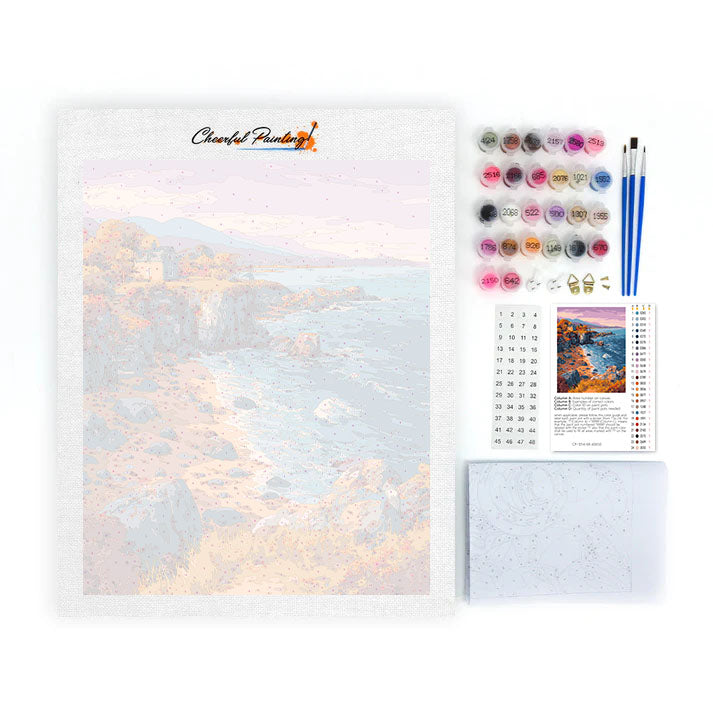 Chalet en bord de mer en automne - Peinture par numéros