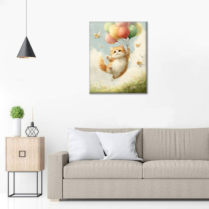 Le tour en montgolfière du chat - Peinture par numéros