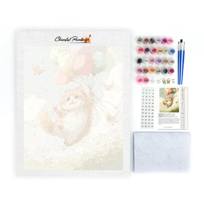 Le tour en montgolfière du chat - Peinture par numéros