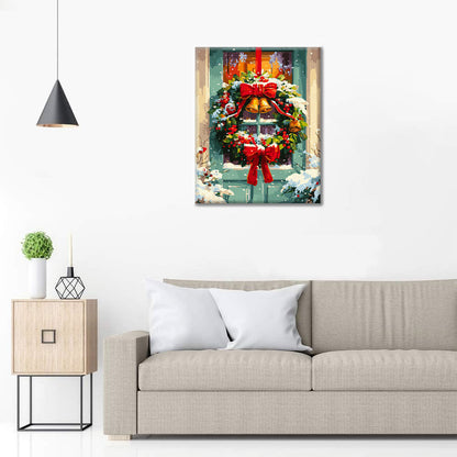 Couronne de porte de Noël - Peinture par numéros