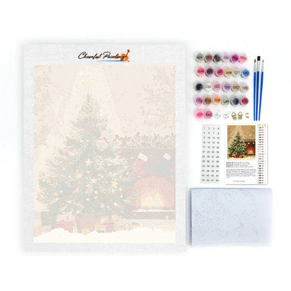 Sapin de Noël et cheminée - Peinture par numéros
