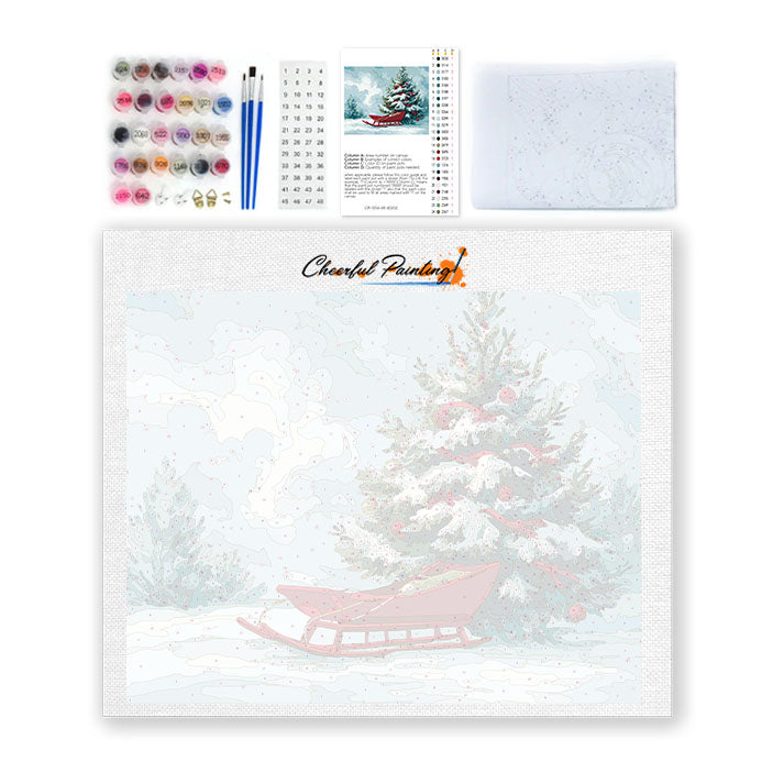 Sapin de Noël et traîneau - Peinture par numéros
