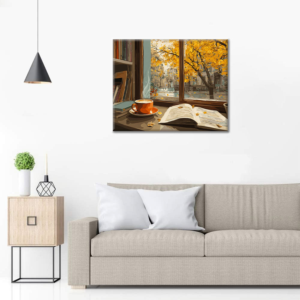 Lecture d'automne chaleureuse - Peinture par numéros