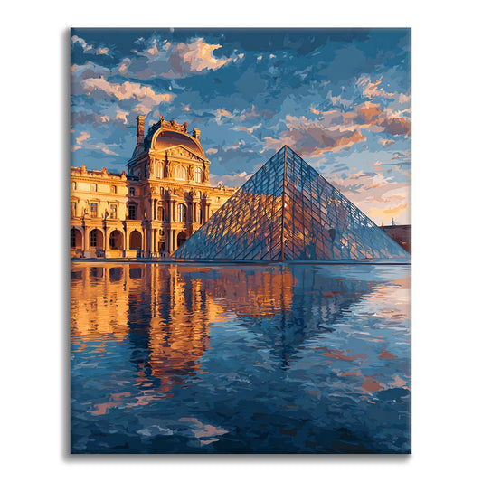 Reflet de la pyramide du Louvre - Peinture par numéros