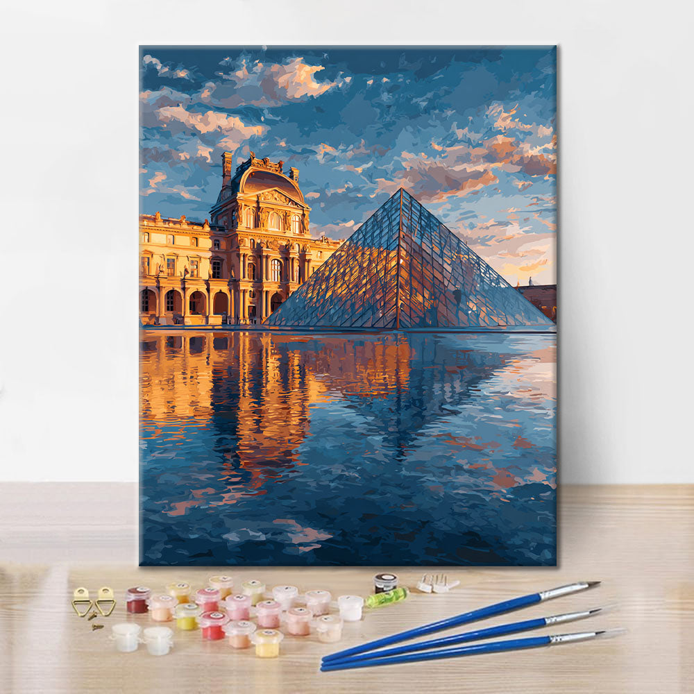 Reflet de la pyramide du Louvre - Peinture par numéros