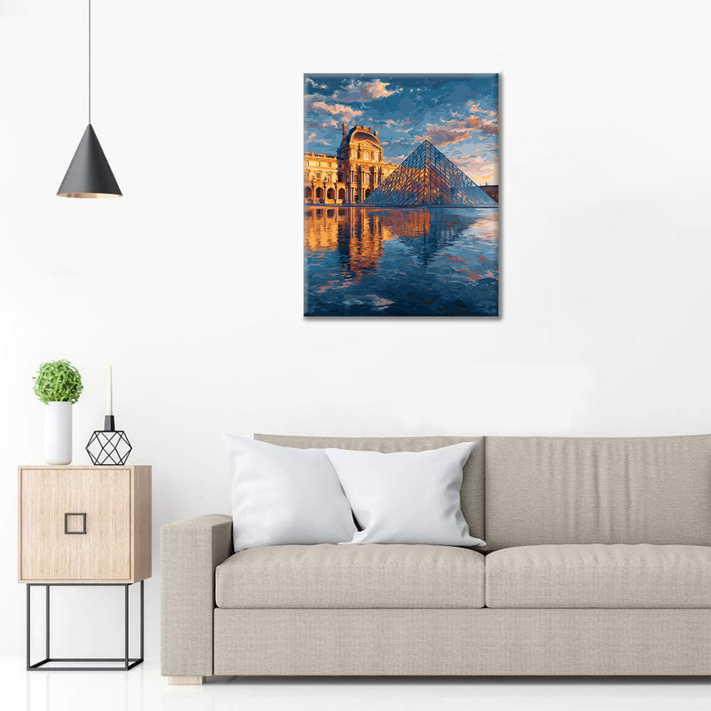 Reflet de la pyramide du Louvre - Peinture par numéros