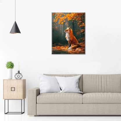 Feuilles d'érable et renard - Peinture par numéros