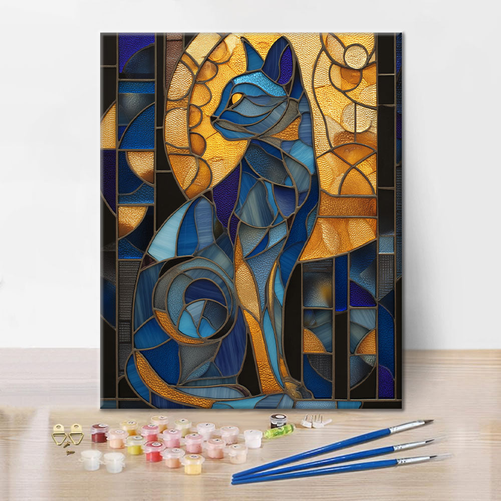 Chat égyptien en mosaïque - Peinture par numéros