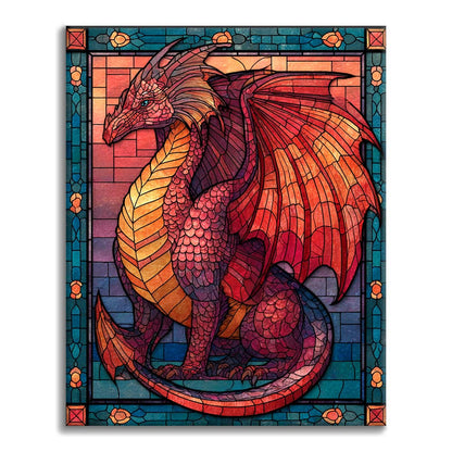 Dragon de flamme en mosaïque - Peinture par numéros