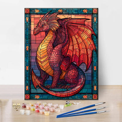 Dragon de flamme en mosaïque - Peinture par numéros