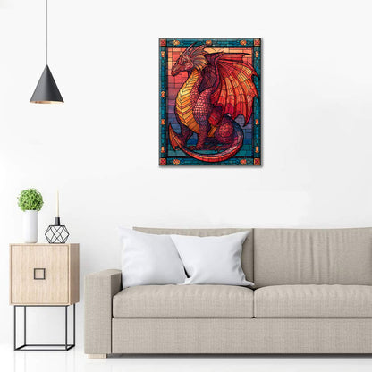 Dragon de flamme en mosaïque - Peinture par numéros