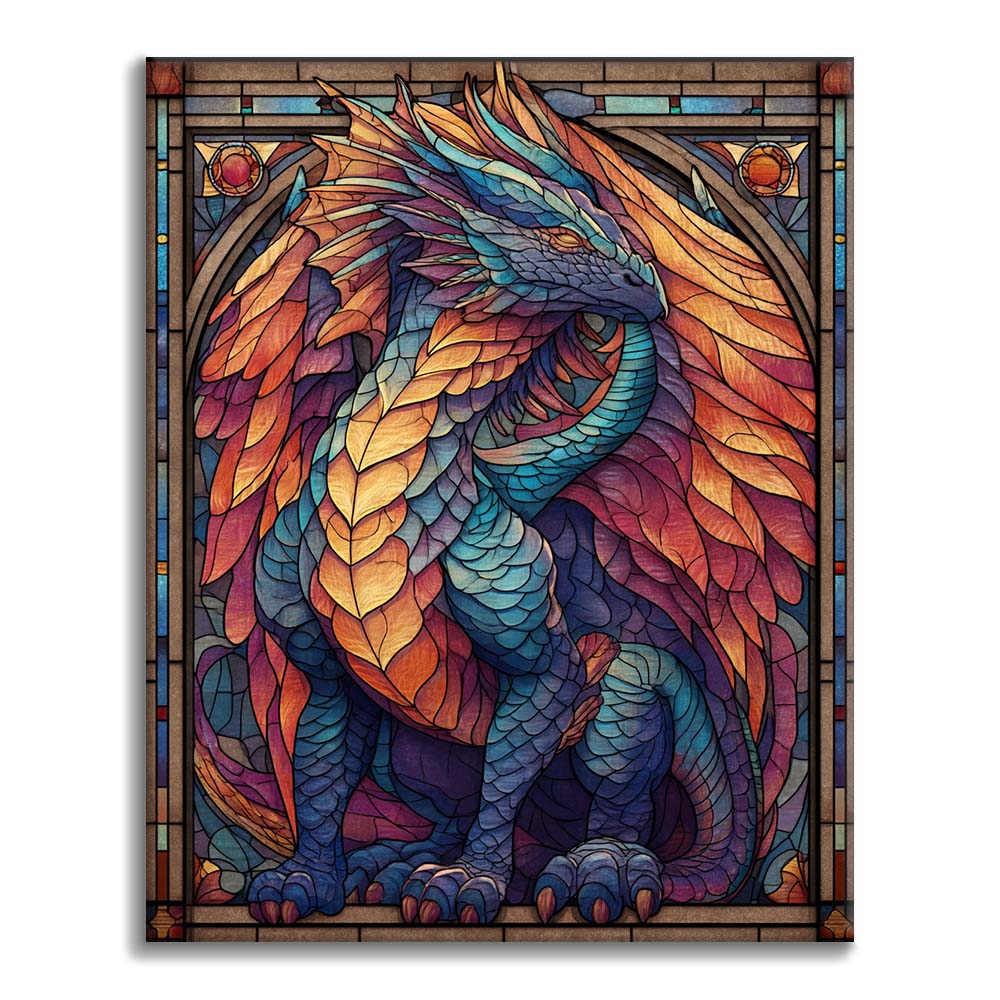 Dragon de givre en mosaïque - Peinture par numéros