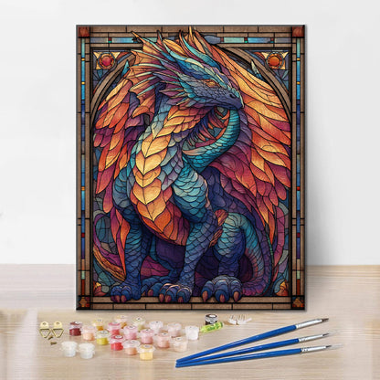 Dragon de givre en mosaïque - Peinture par numéros