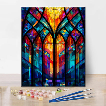 Treillis de fenêtre en mosaïque - Peinture par numéros