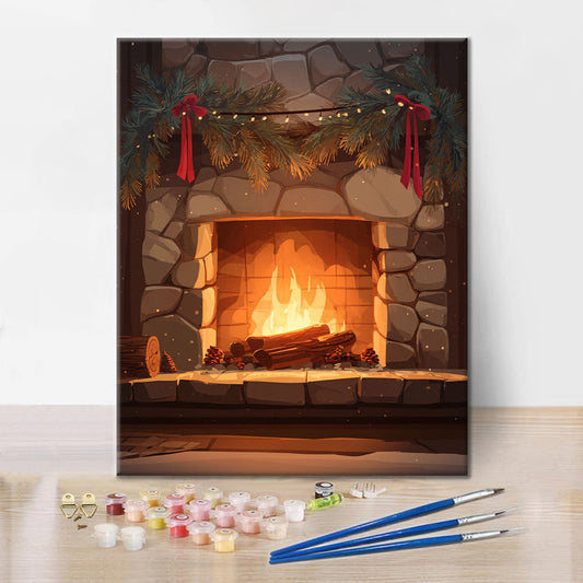 Cheminée chaleureuse - Peinture par numéros