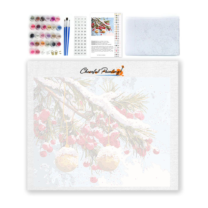 Branches d'hiver avec ornements - Peinture par numéros