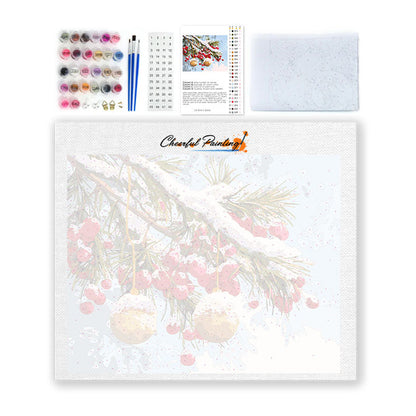 Branches d'hiver avec ornements - Peinture par numéros