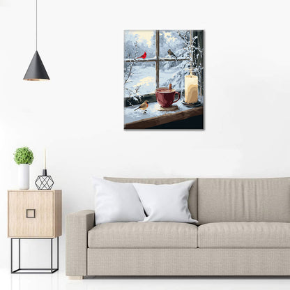 Scène de fenêtre d'hiver - Peinture par numéros