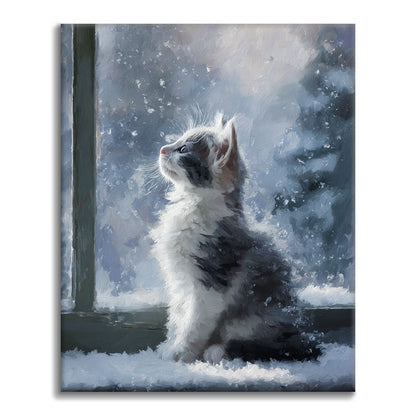 Chaton sous la neige - Peinture par numéros